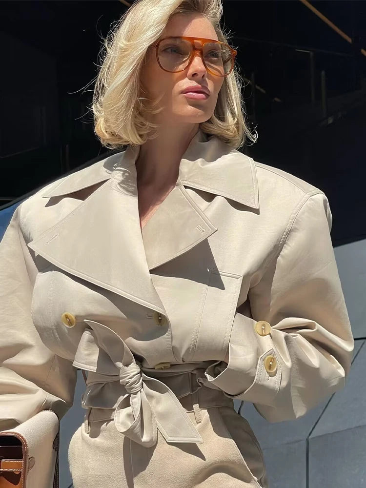 Colette Cropped Double-Breasted Trench Jacket