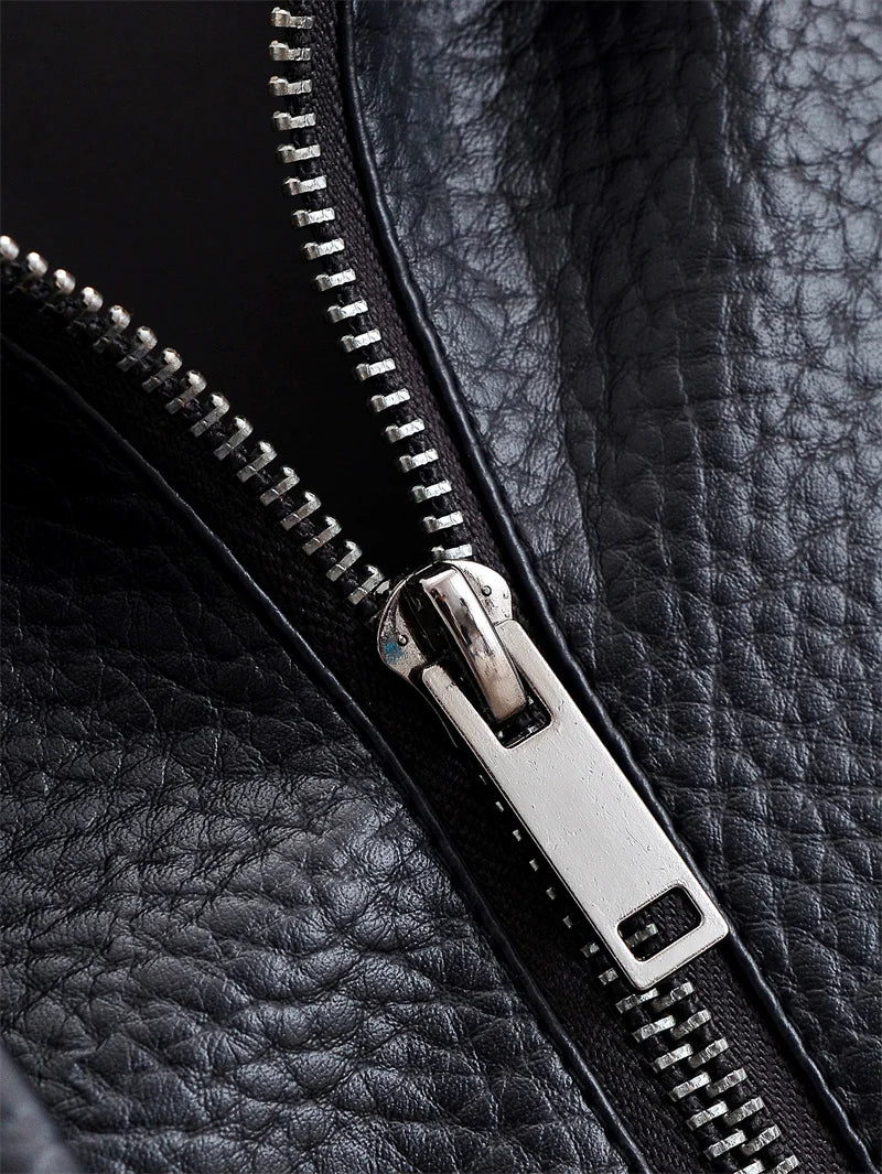 Elodie High Neck Faux Leather Jacket in Black
