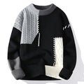 Hollis Patchwork Cable Knit Jumper in Charcoal Patchwork