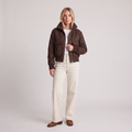 Juniper Suede Effect Cropped Jacket in Chocolate