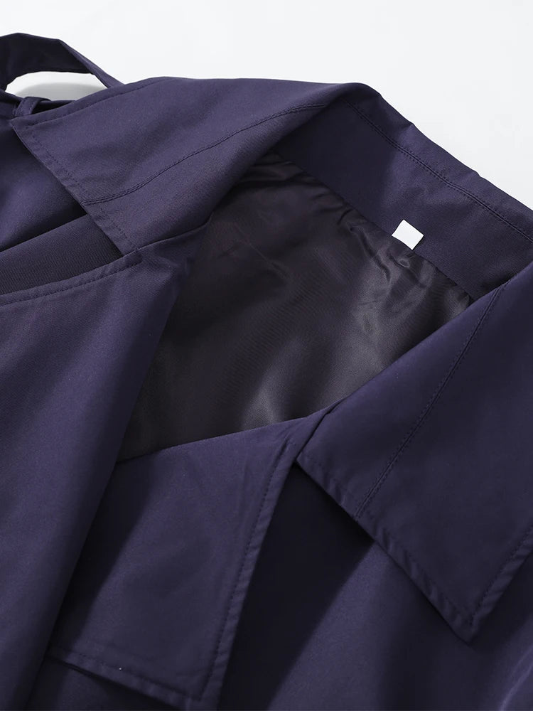 Lavinia Belted Short Trench Jacket in Navy