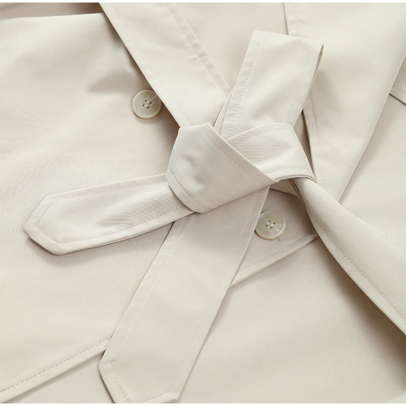 Lavinia Belted Short Trench Jacket in Stone