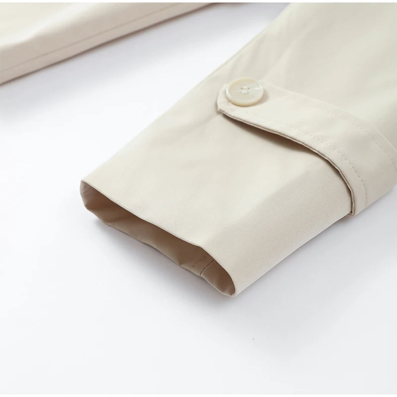 Lavinia Belted Short Trench Jacket in Stone