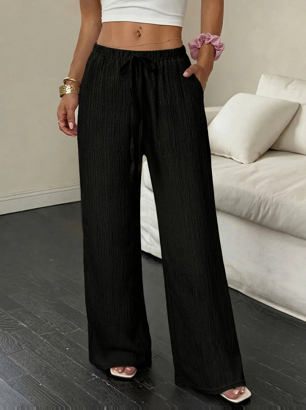 Maren Drawstring Wide Leg Trousers