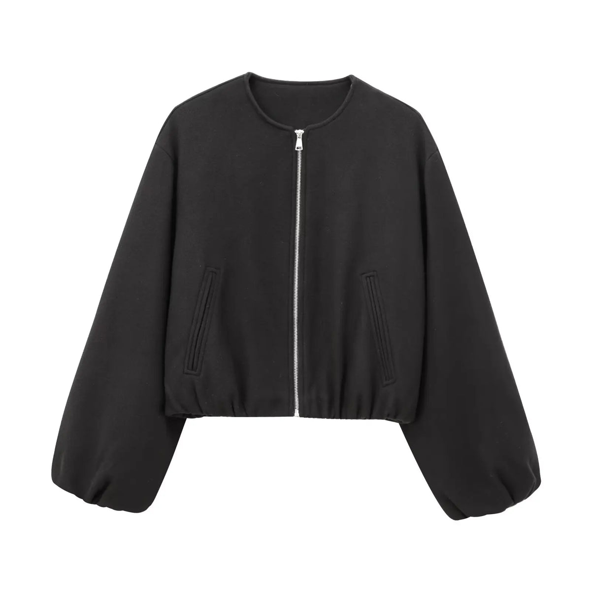 Margaux Cropped Bomber Jacket in Black
