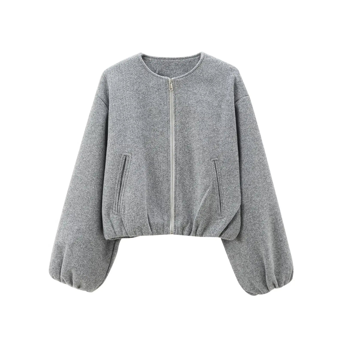 Margaux Cropped Bomber Jacket in Grey