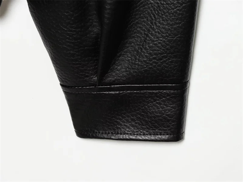 Margot Funnel Neck Faux Leather Jacket in Black