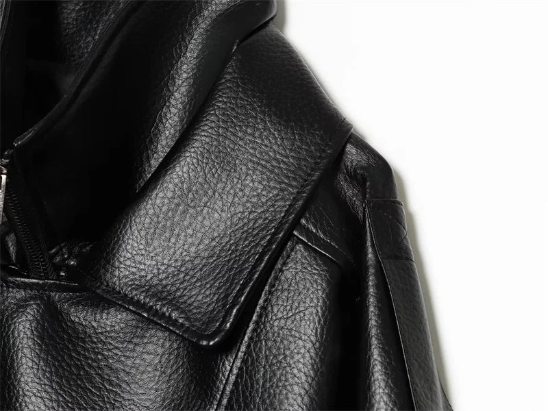 Margot Funnel Neck Faux Leather Jacket in Black