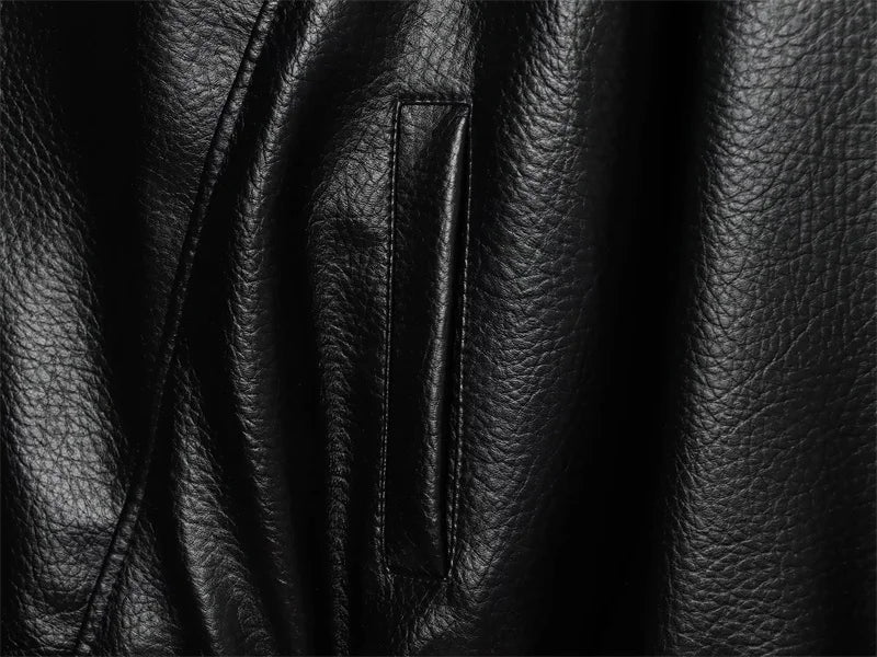 Margot Funnel Neck Faux Leather Jacket in Black