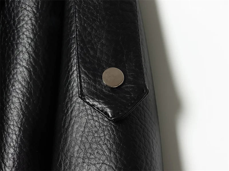 Margot Funnel Neck Faux Leather Jacket in Black