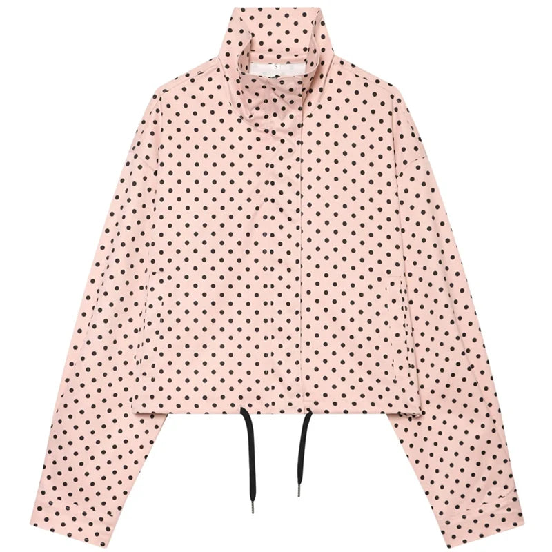 Odette Polka Dot Cropped Jacket in Blush
