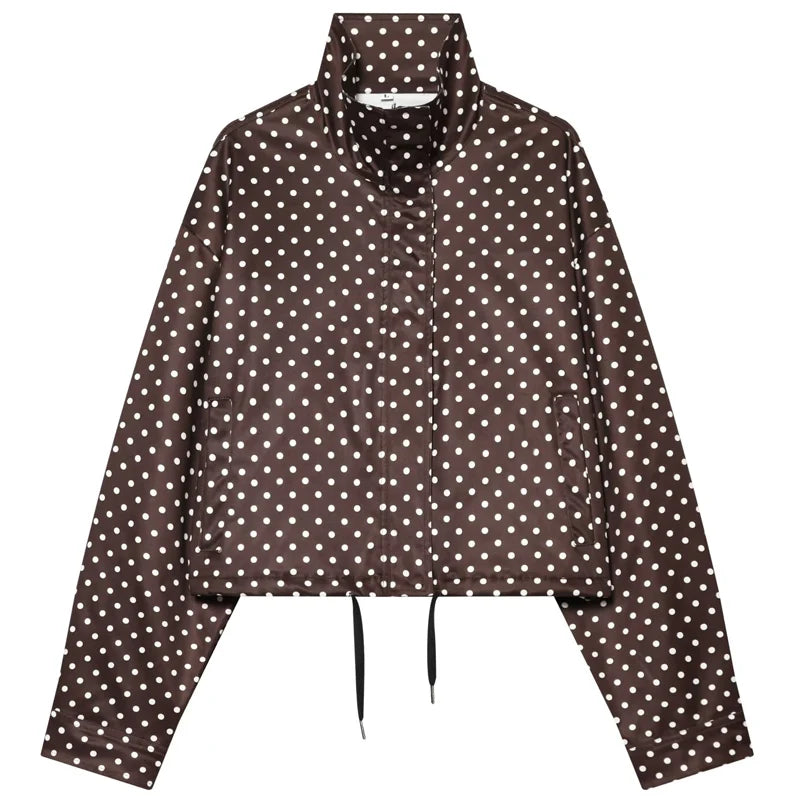 Odette Polka Dot Cropped Jacket in Chocolate