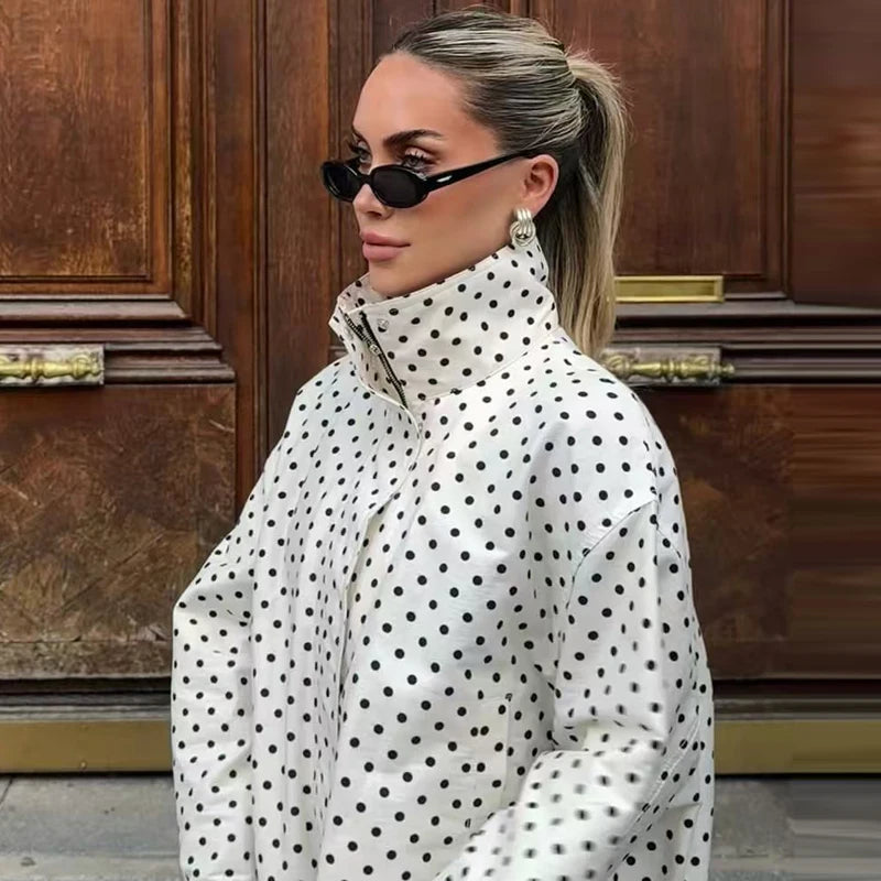 Odette Polka Dot Cropped Jacket in Ivory
