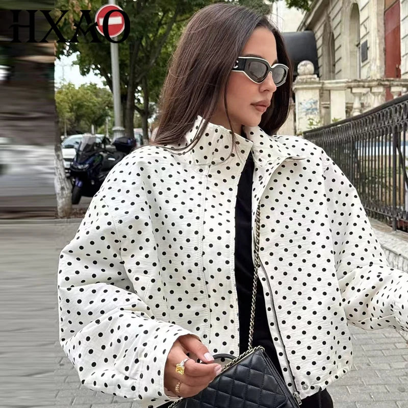 Odette Polka Dot Cropped Jacket in Ivory