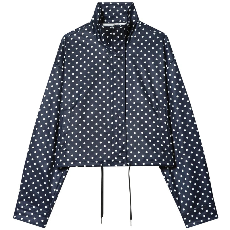 Odette Polka Dot Cropped Jacket in Navy
