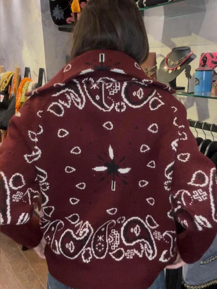 Paloma Paisley Jacquard Zip Cardigan