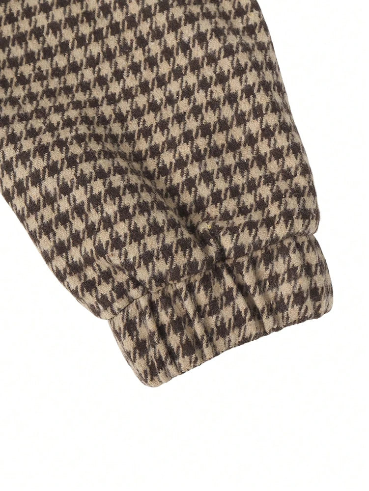 Philippa Houndstooth Cropped Jacket in Brown