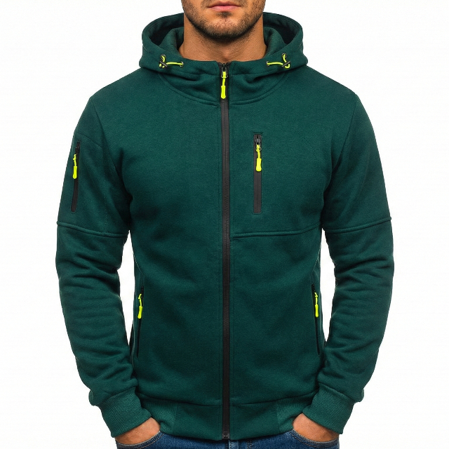 Rowan Cotton Zip-Up Hoodie in Green