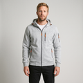 Rowan Cotton Zip-Up Hoodie in Light Gray on model