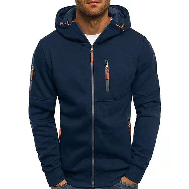 Rowan Cotton Zip-Up Hoodie in Navy