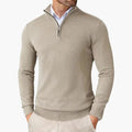 Rupert Quarter-Zip Knit Sweater - Beige