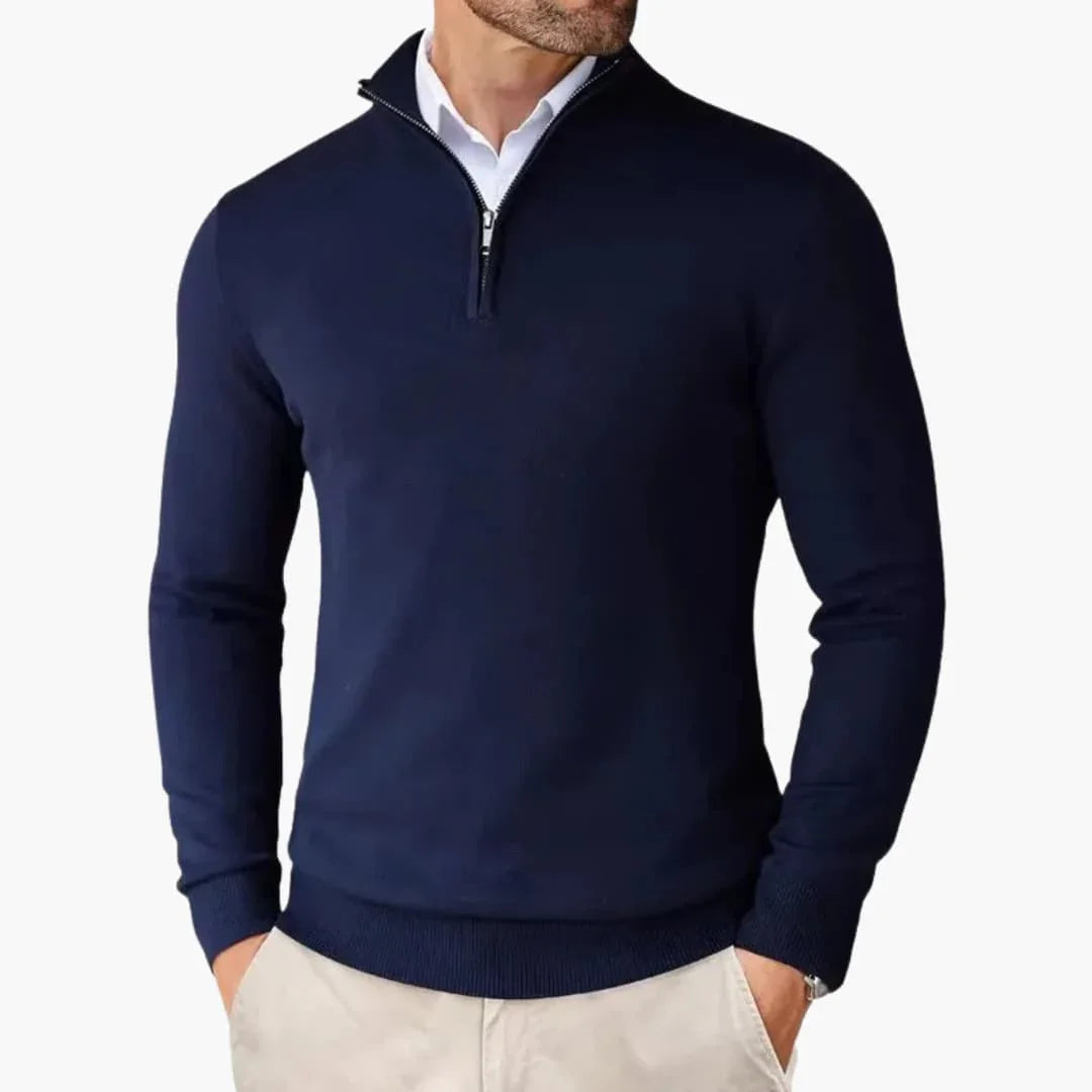 Rupert Quarter-Zip Knit Sweater - Blue