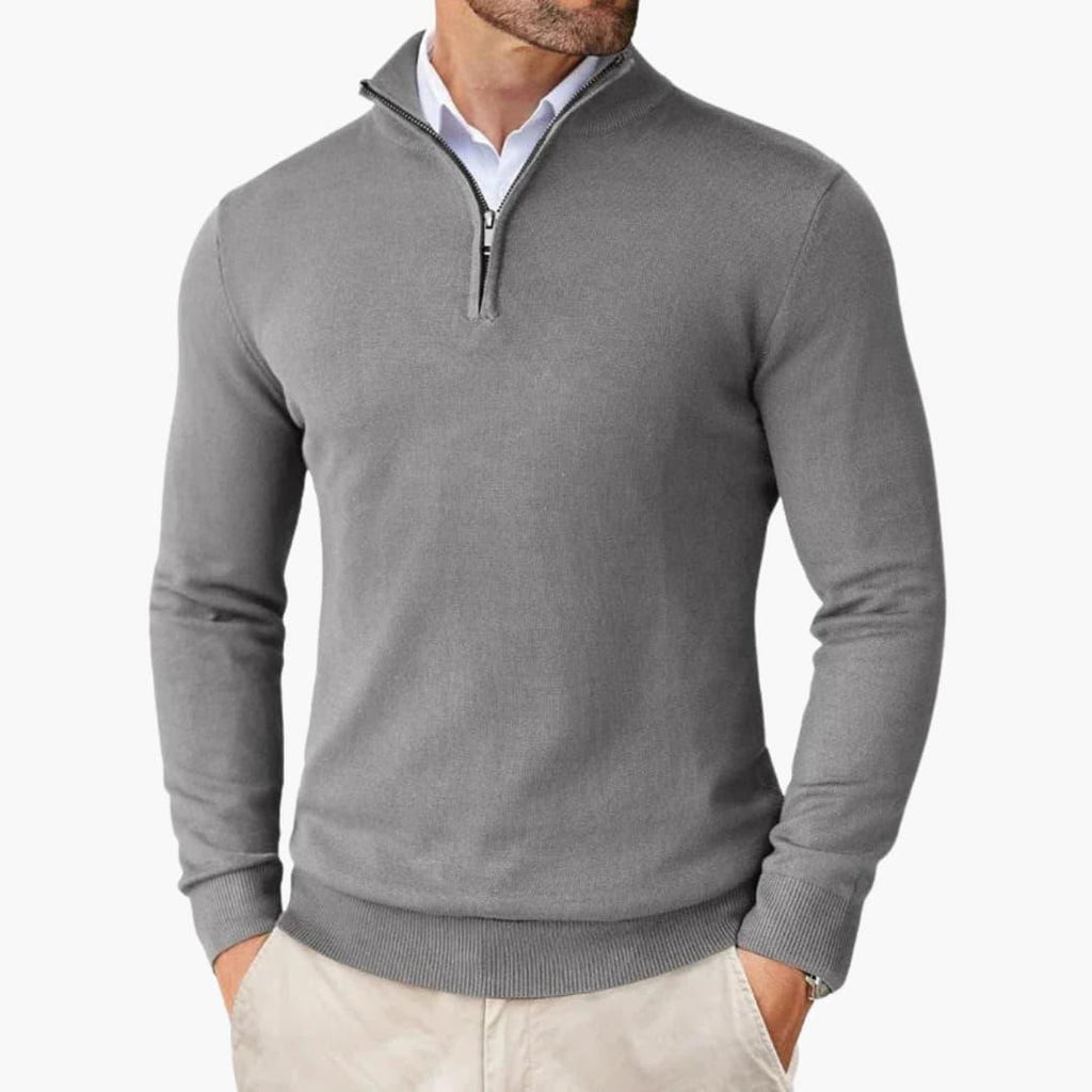 Rupert Quarter-Zip Knit Sweater - Dark Grey