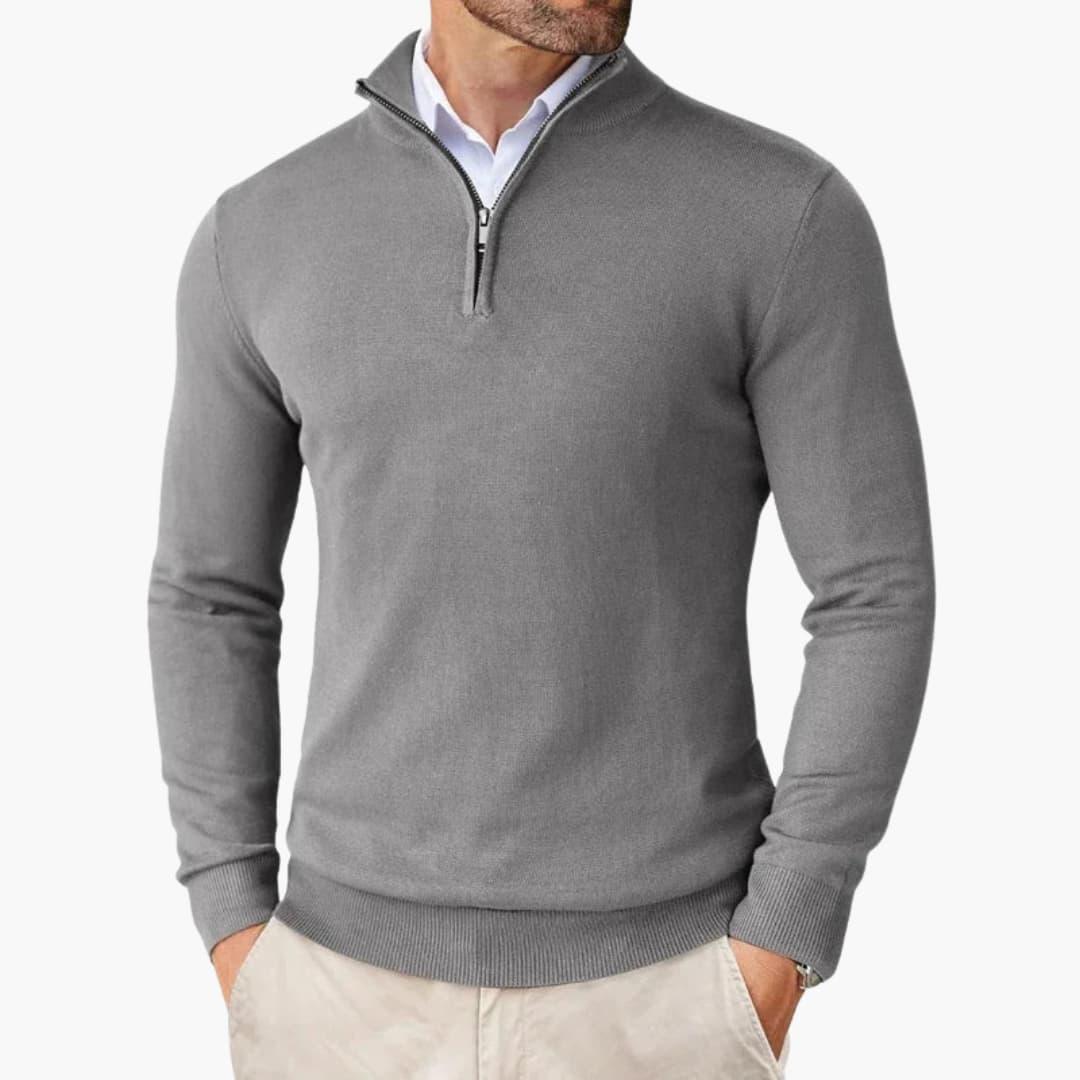 Rupert Quarter-Zip Knit Sweater - Dark Grey