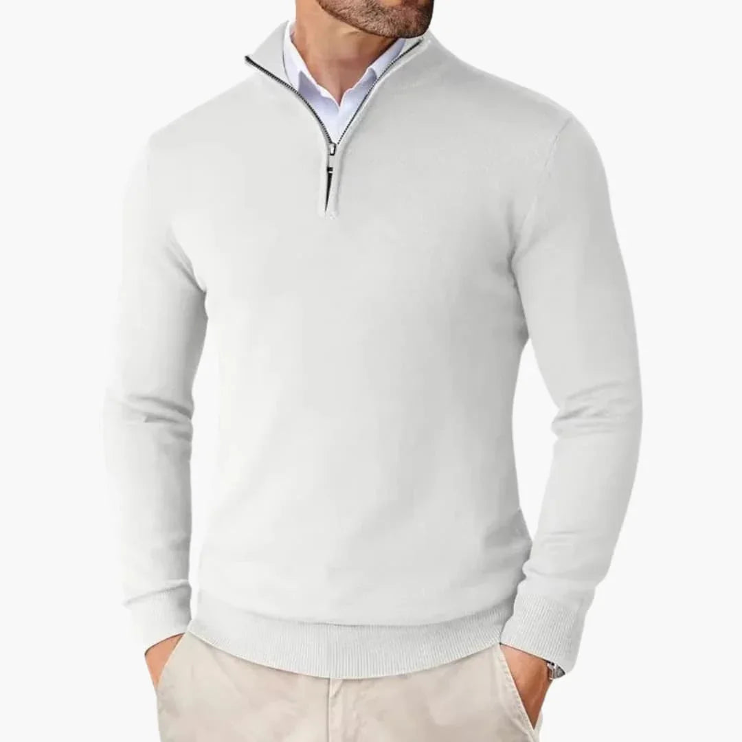 Rupert Quarter-Zip Knit Sweater - White