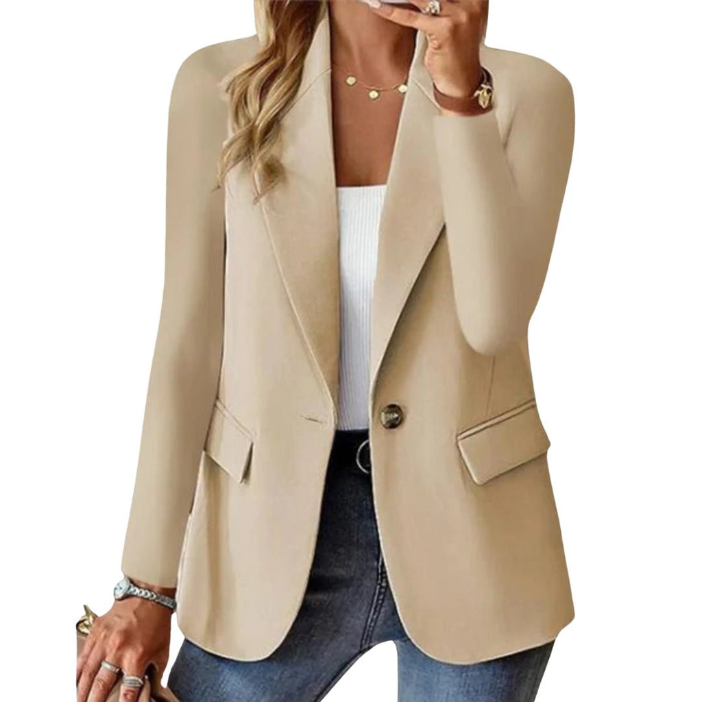Sheryl Long Sleeve Blazer in Beige, detail