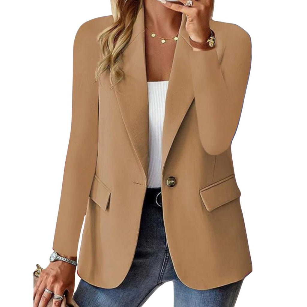 Sheryl Long Sleeve Blazer in Brown, detail