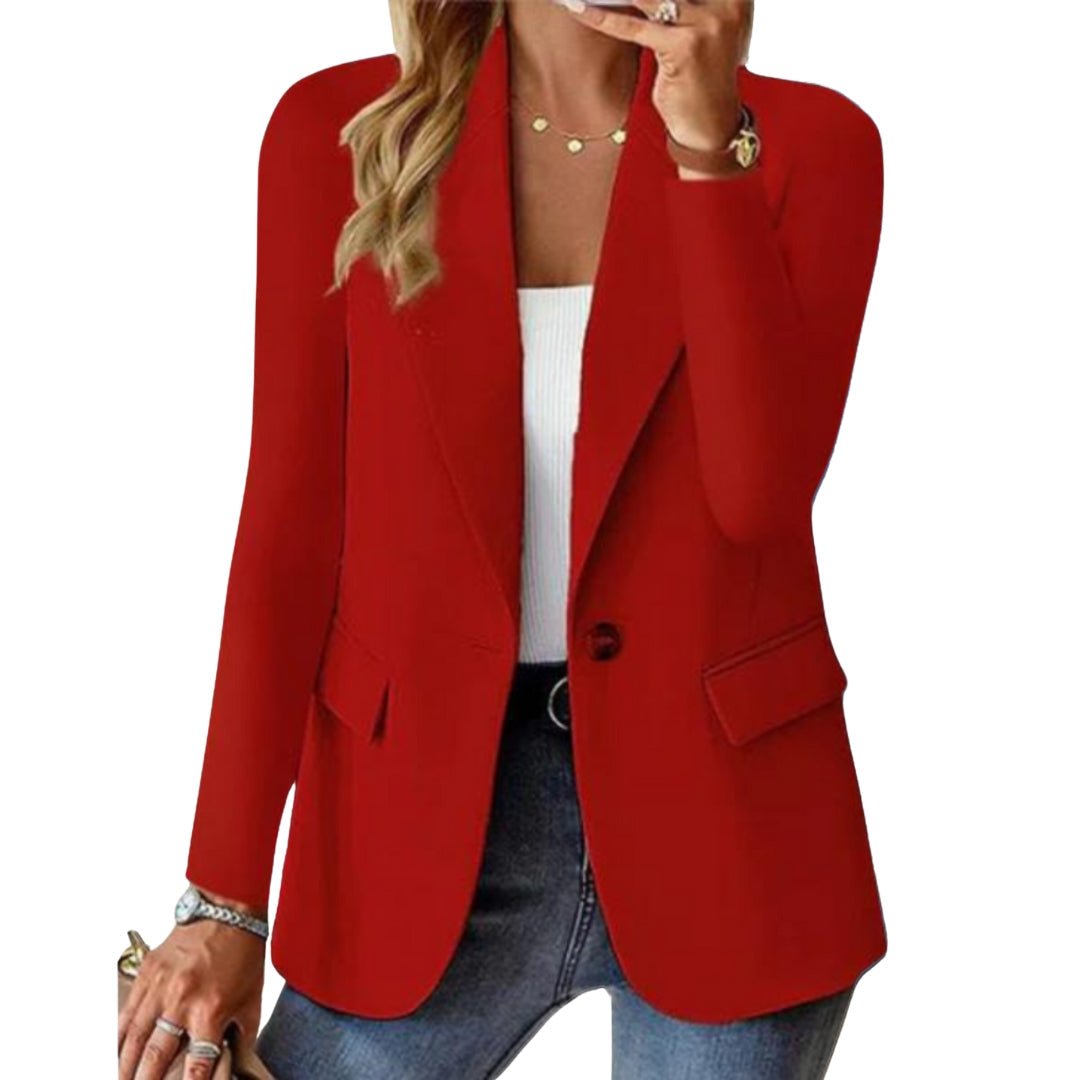 Sheryl Long Sleeve Blazer in Red, detail