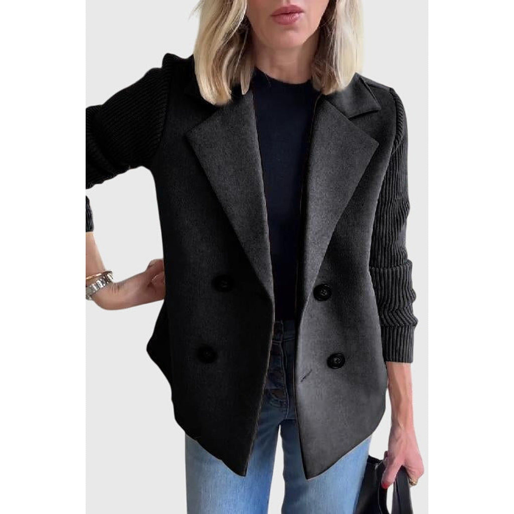 Amara Elegant Double-Breasted Blazer black – Mance Wear women's blazer