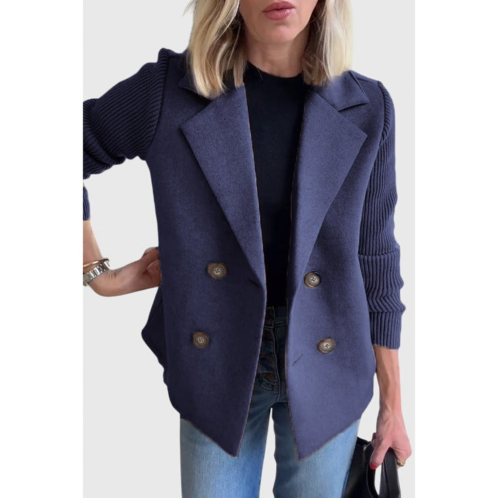 Amara Elegant Double-Breasted Blazer blue – Mance Wear women's blazer