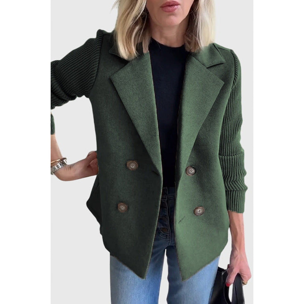 Amara Elegant Double-Breasted Blazer green – Mance Wear women's blazer