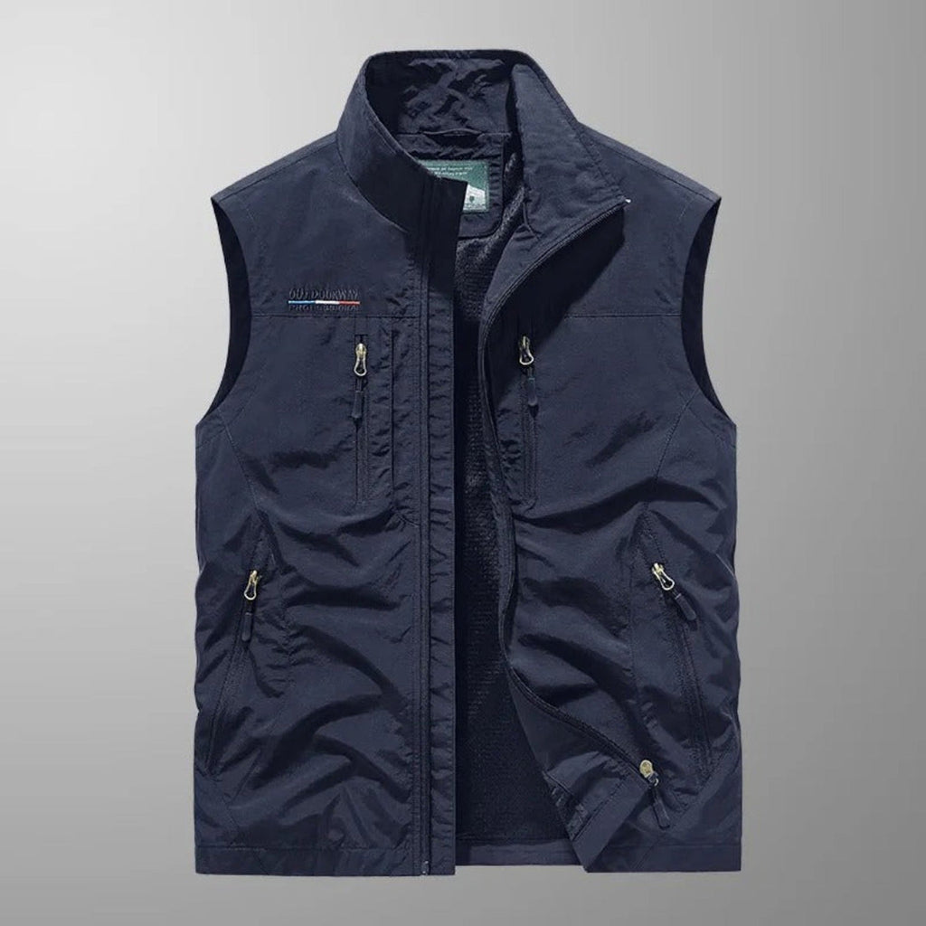 Evan Multi-Pocket Utility Vest navy blue – Mance Wear men's vest