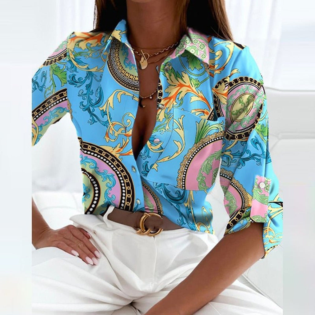 Holly | Classic Collared Printed Blouse