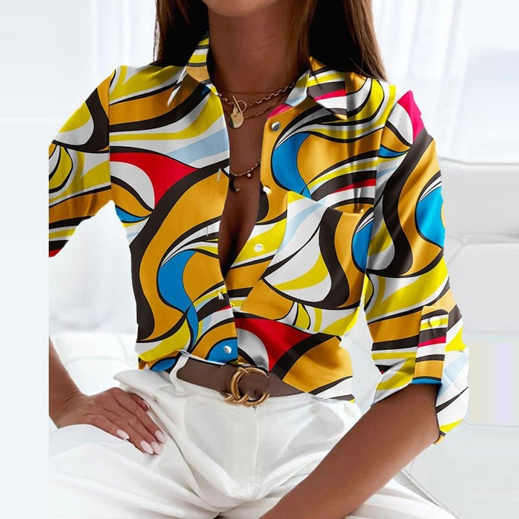 Holly | Classic Collared Printed Blouse
