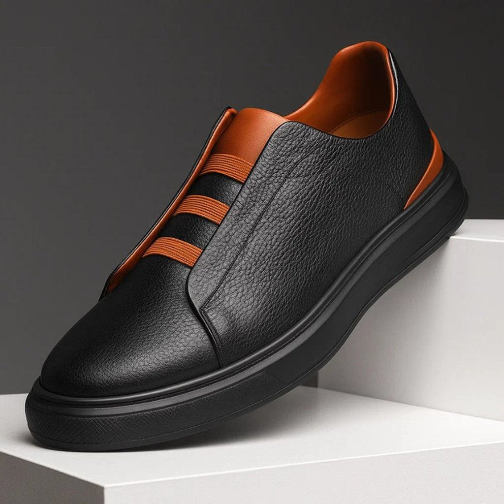 Oscar Leather Slip-On Sneakers black brown – Mance Wear men's shoes