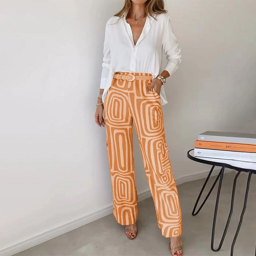 Estelle Elegant Two-Piece Set orange – Mance Wear women's set