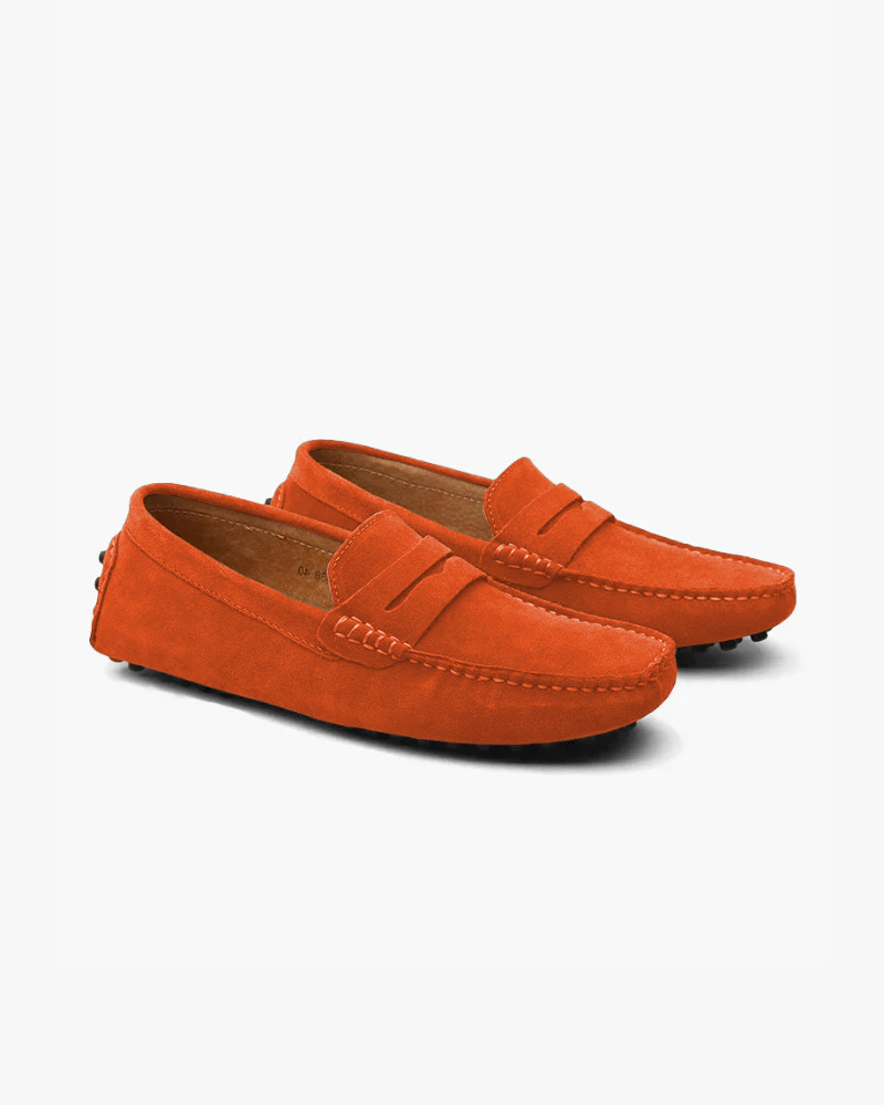 Suede Driving Loafers – Navy Classic Comfort - Mance Wear Orange / EU 38 / UK 5 / US 5.5
