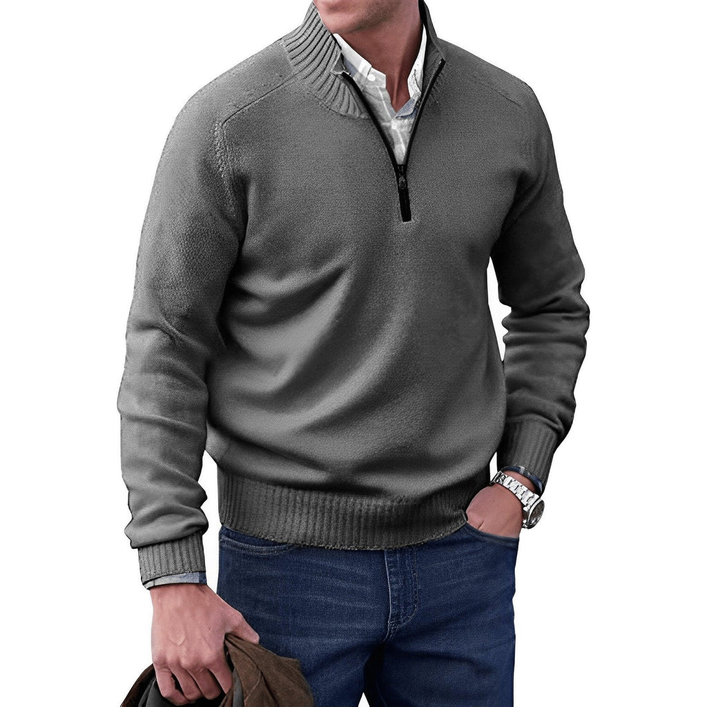 Martin Quarter-Zip Pullover Sweater dark grey – Mance Wear men's sweater