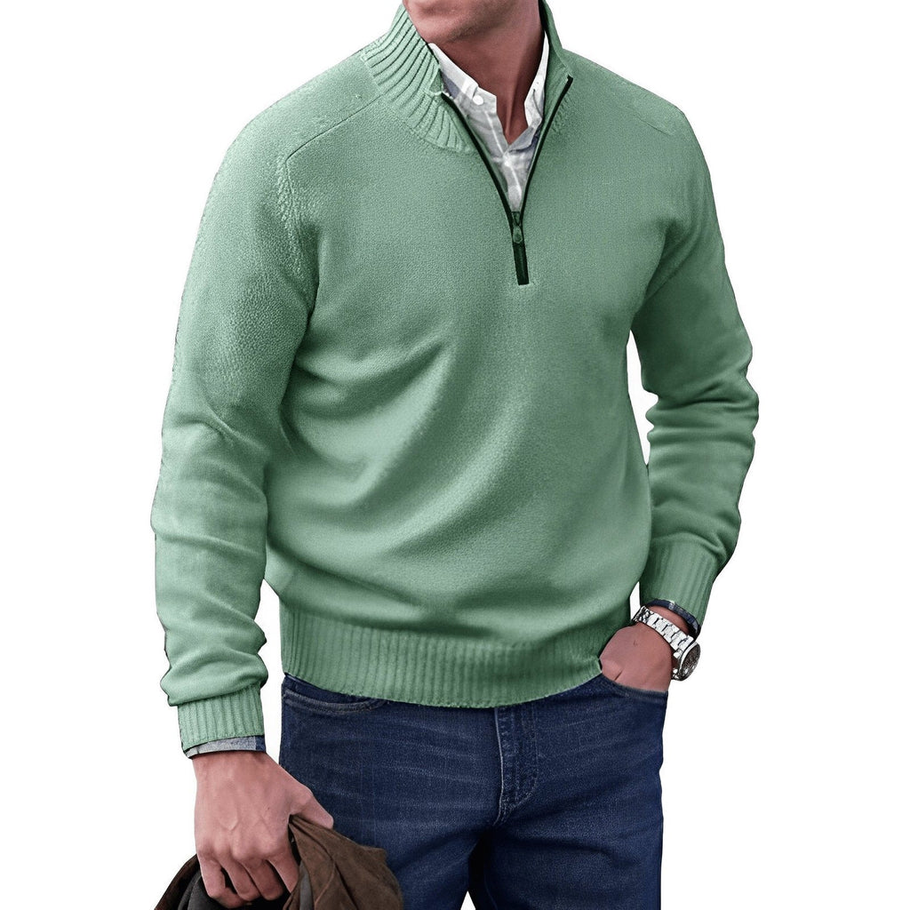 Martin Quarter-Zip Pullover Sweater green – Mance Wear men's sweater