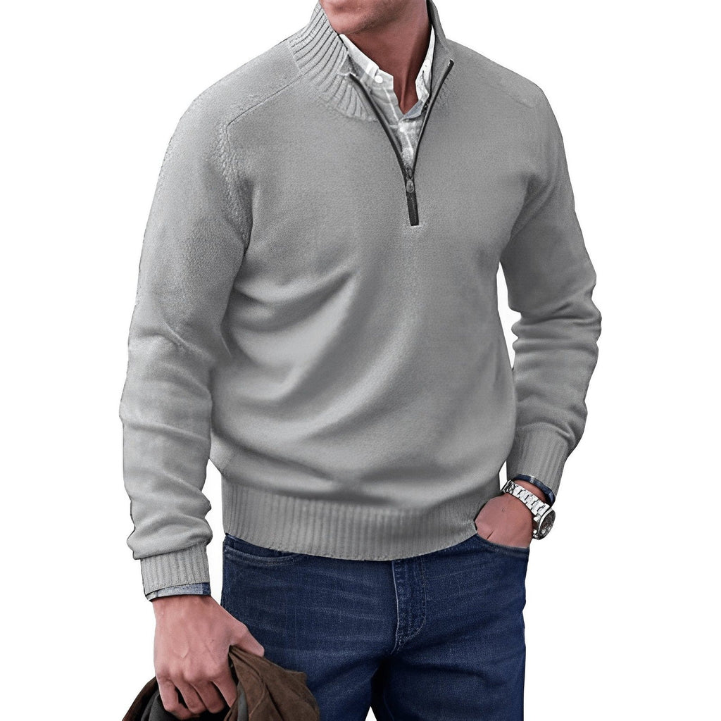 Martin Quarter-Zip Pullover Sweater light grey – Mance Wear men's sweater