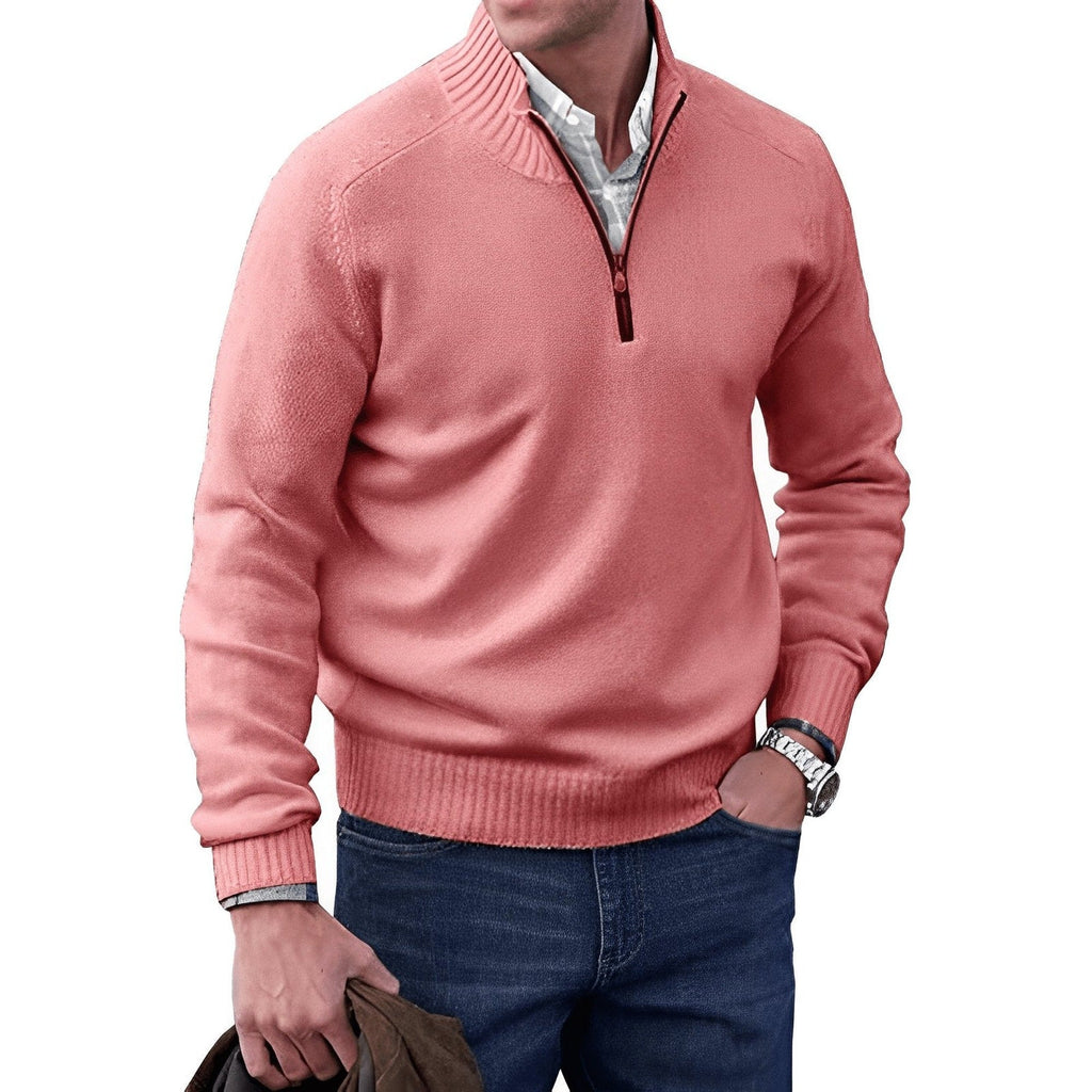 Martin Quarter-Zip Pullover Sweater pink – Mance Wear men's sweater