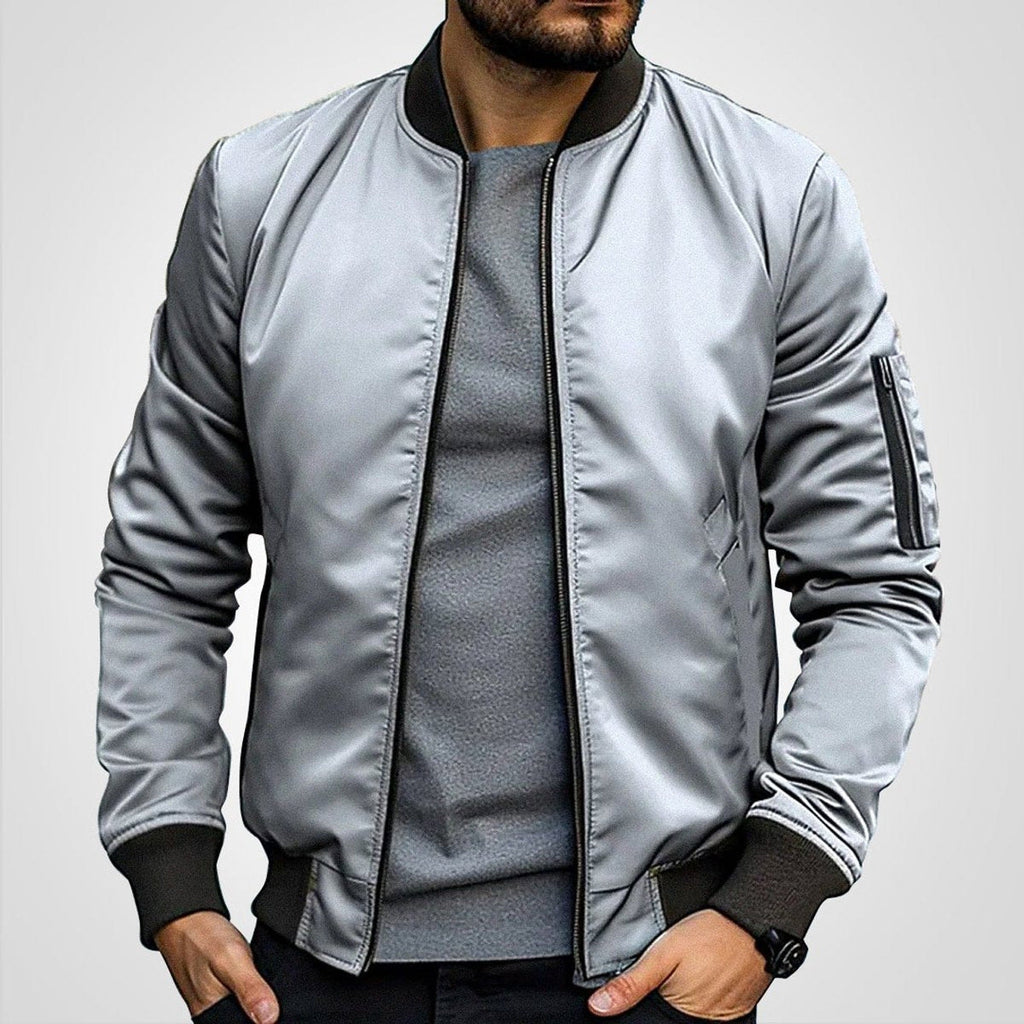 Toby Slim-Fit Bomber Jacket light gray – Mance Wear men's jacket