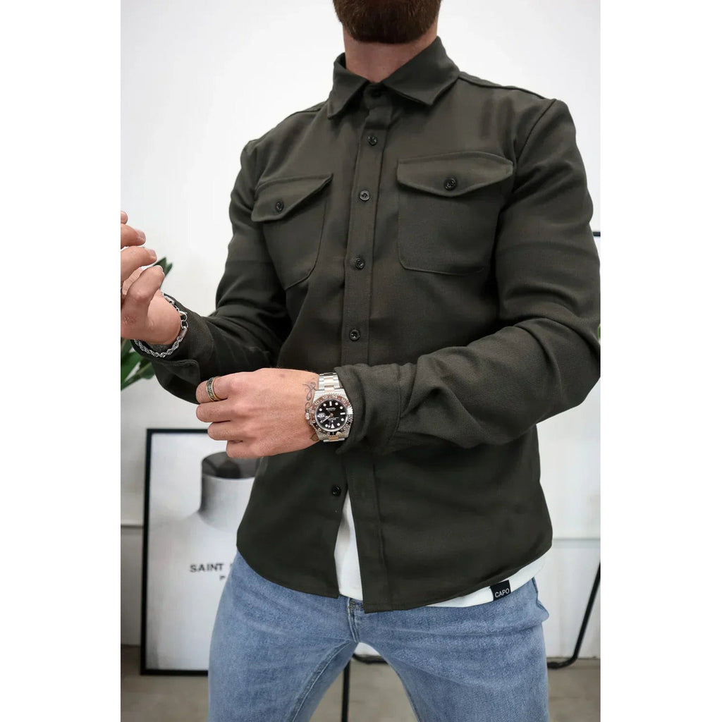 Oliver Button-Up Overshirt Jacket dark green – Mance Wear men's overshirt