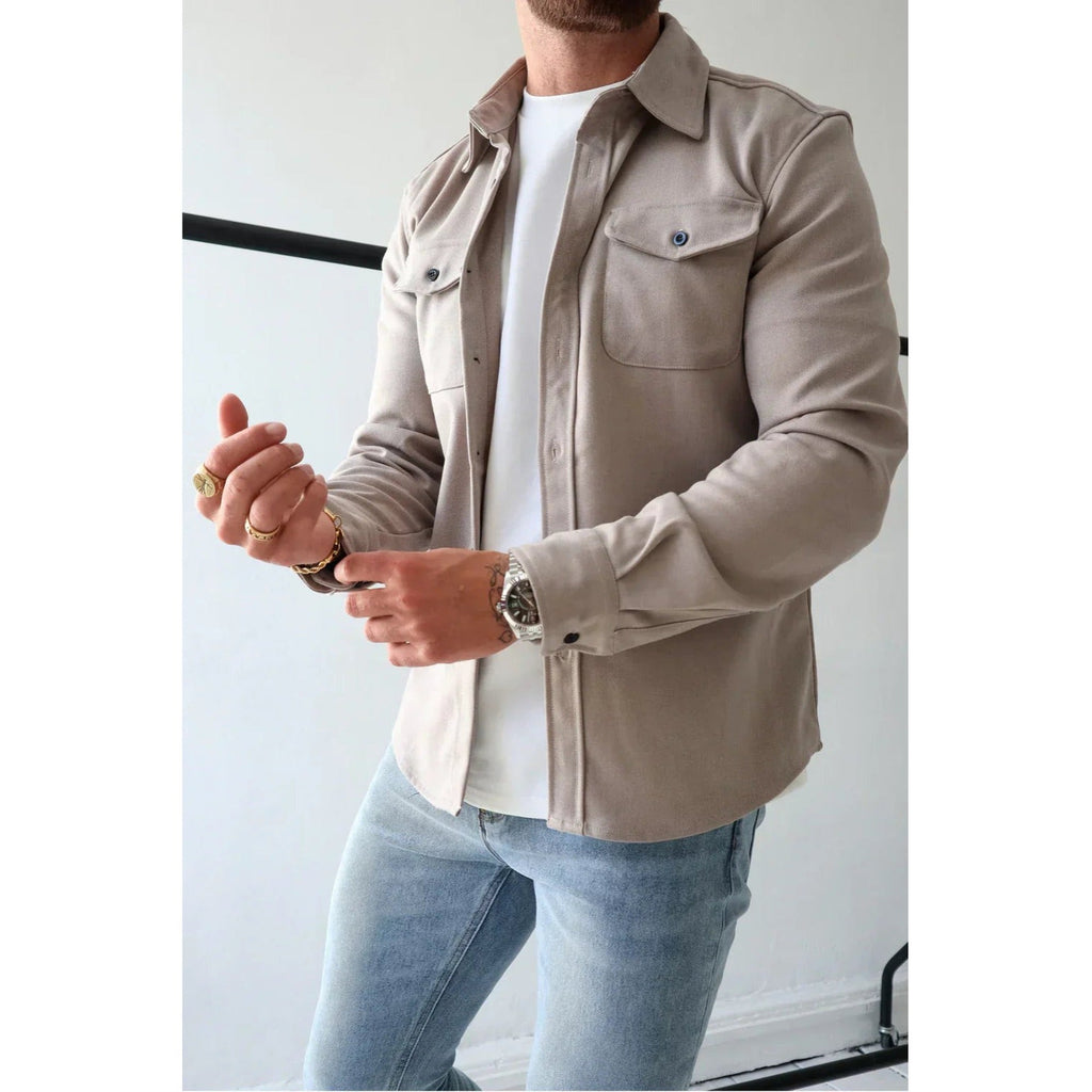 Oliver Button-Up Overshirt Jacket stone – Mance Wear men's overshirt