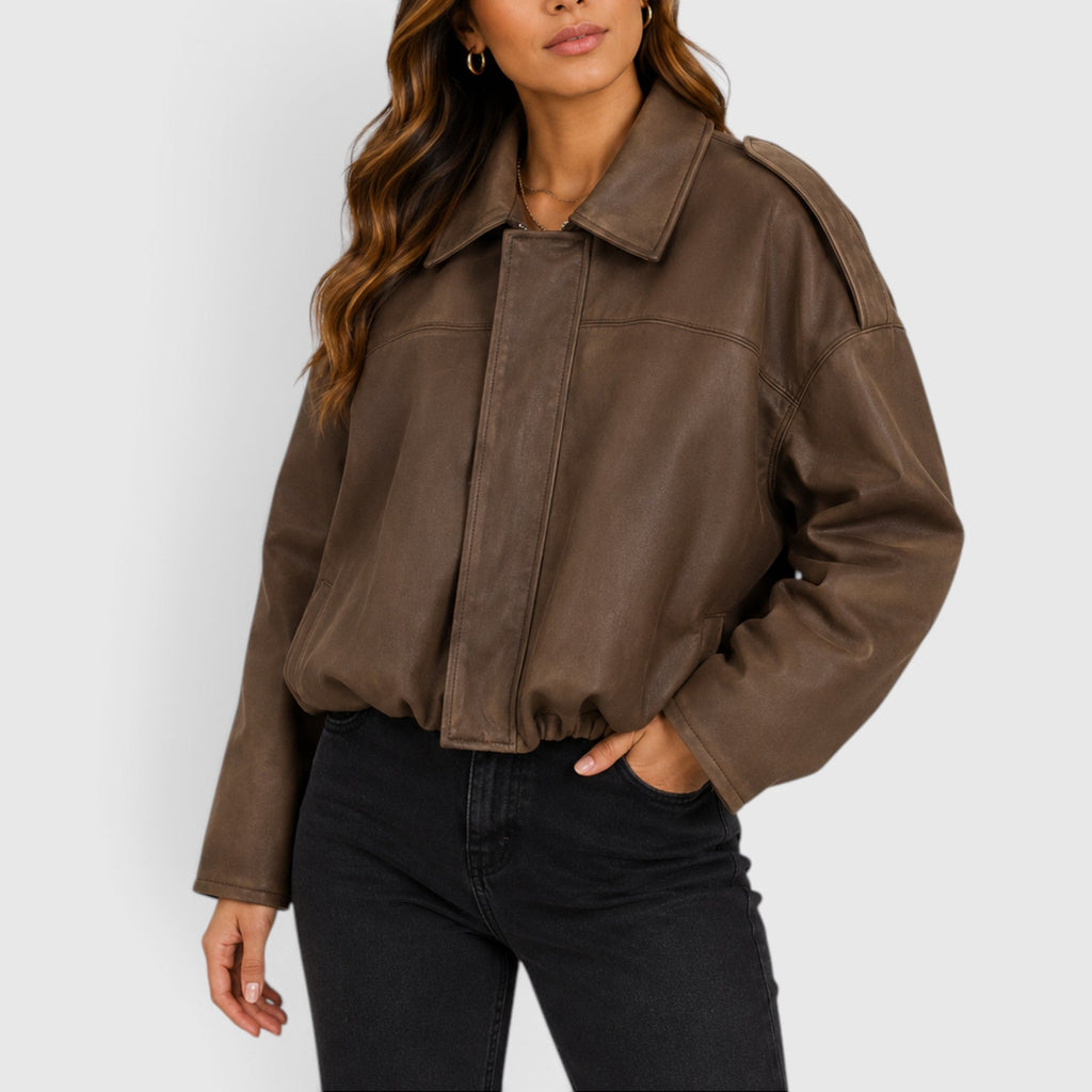 Tessa Oversized Suede Bomber product detail photo by Mance Wear