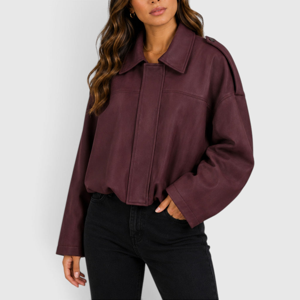 Tessa Oversized Suede Bomber product detail photo by Mance Wear